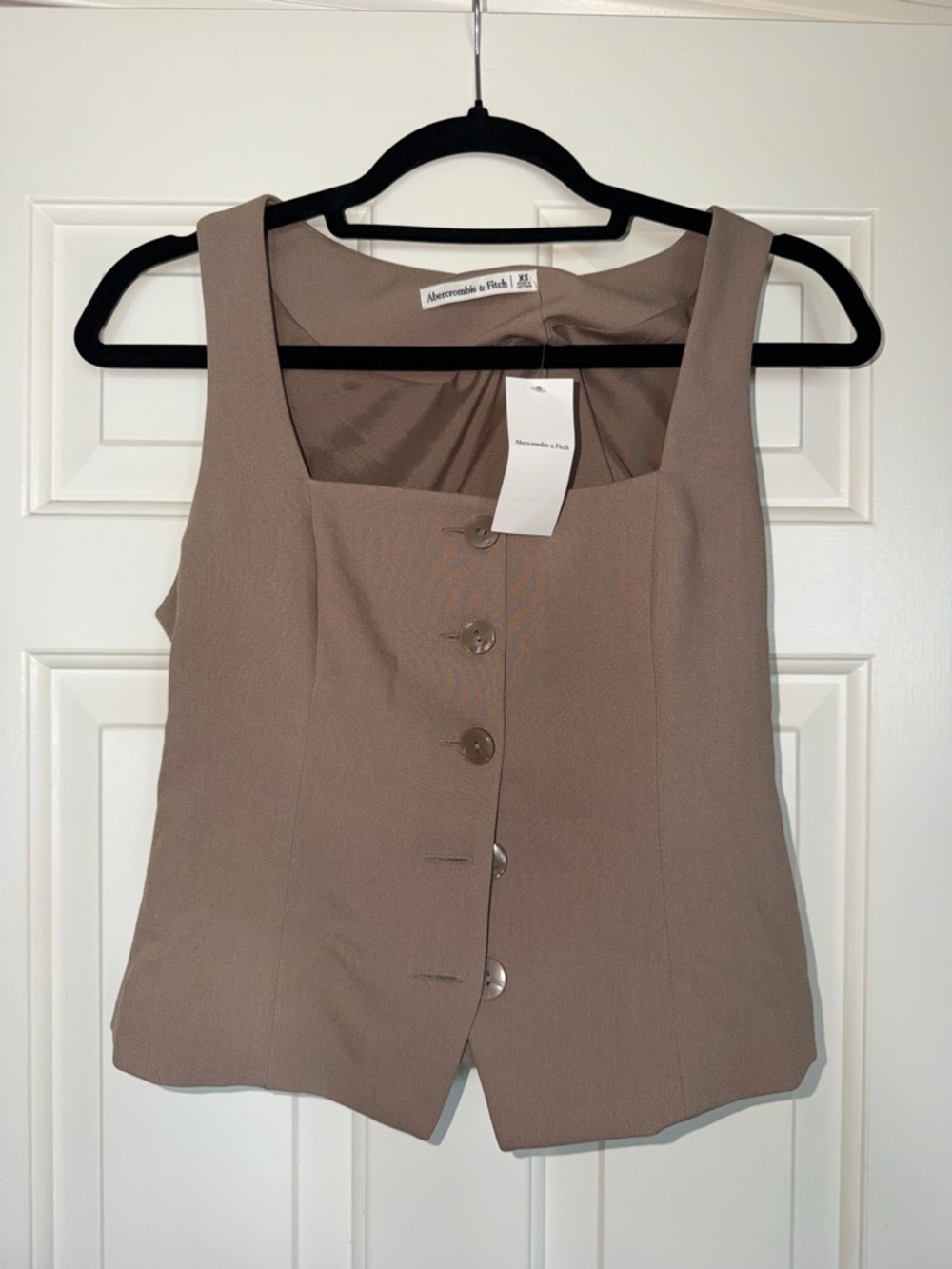 Abercrombie & Fitch Taupe Buttoned Vest Top